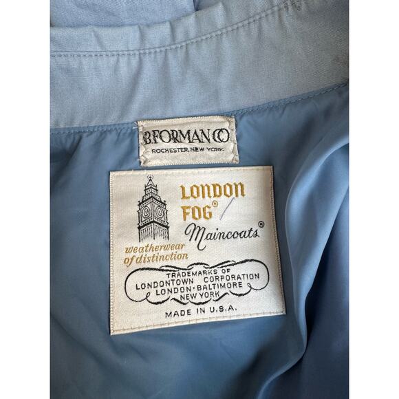 Vintage 80's London Fog Maincoats Blue Belted Waterproof Trench Coat 14 Large - Picture 10 of 10